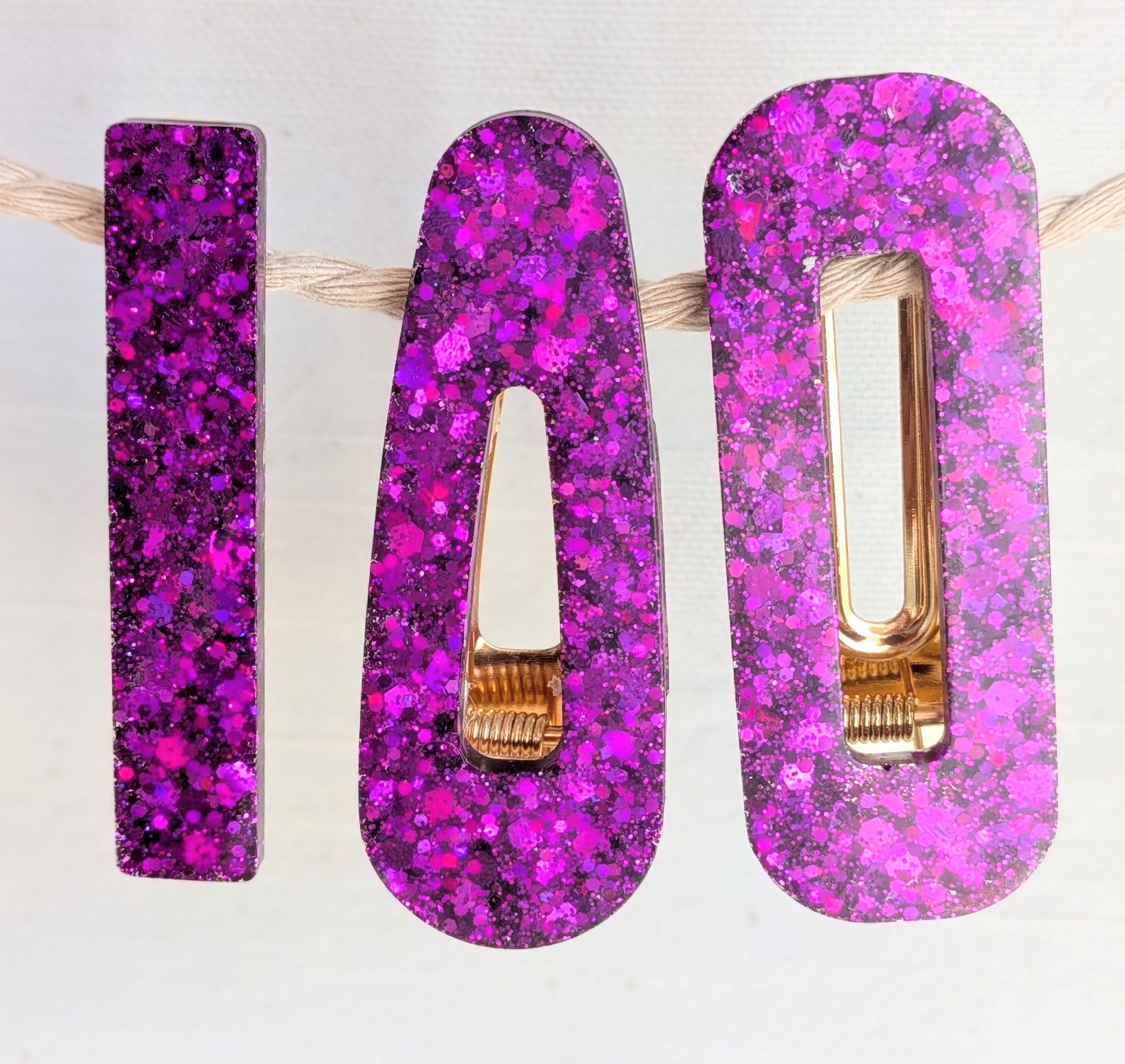 Lot de 3 barrettes résine – Coloris Améthyste Électrique