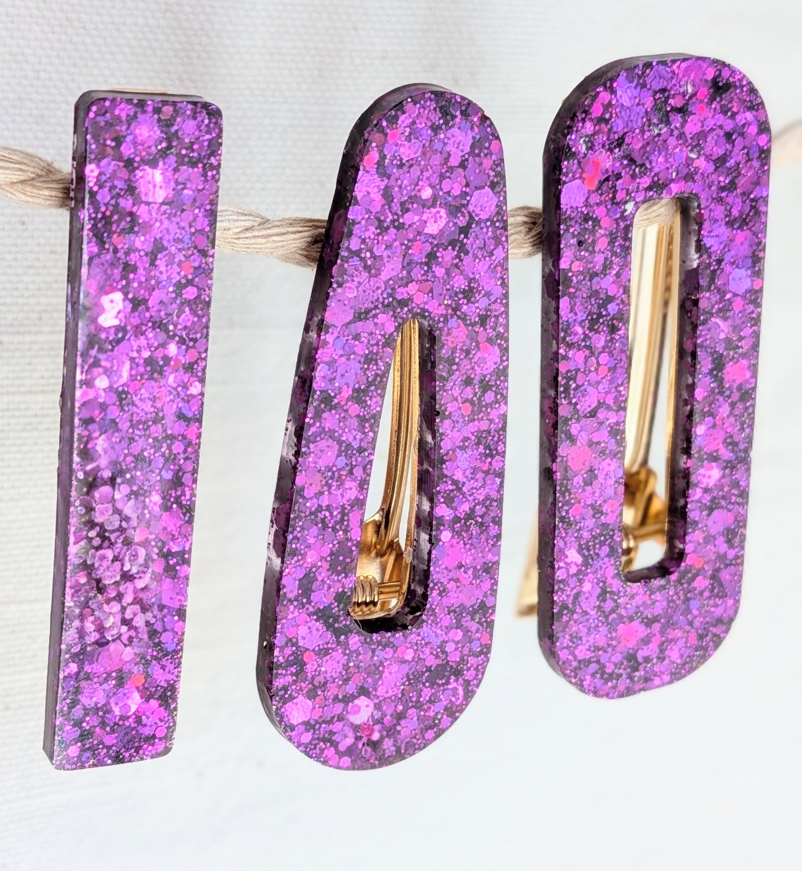 Lot de 3 barrettes résine – Coloris Améthyste Électrique