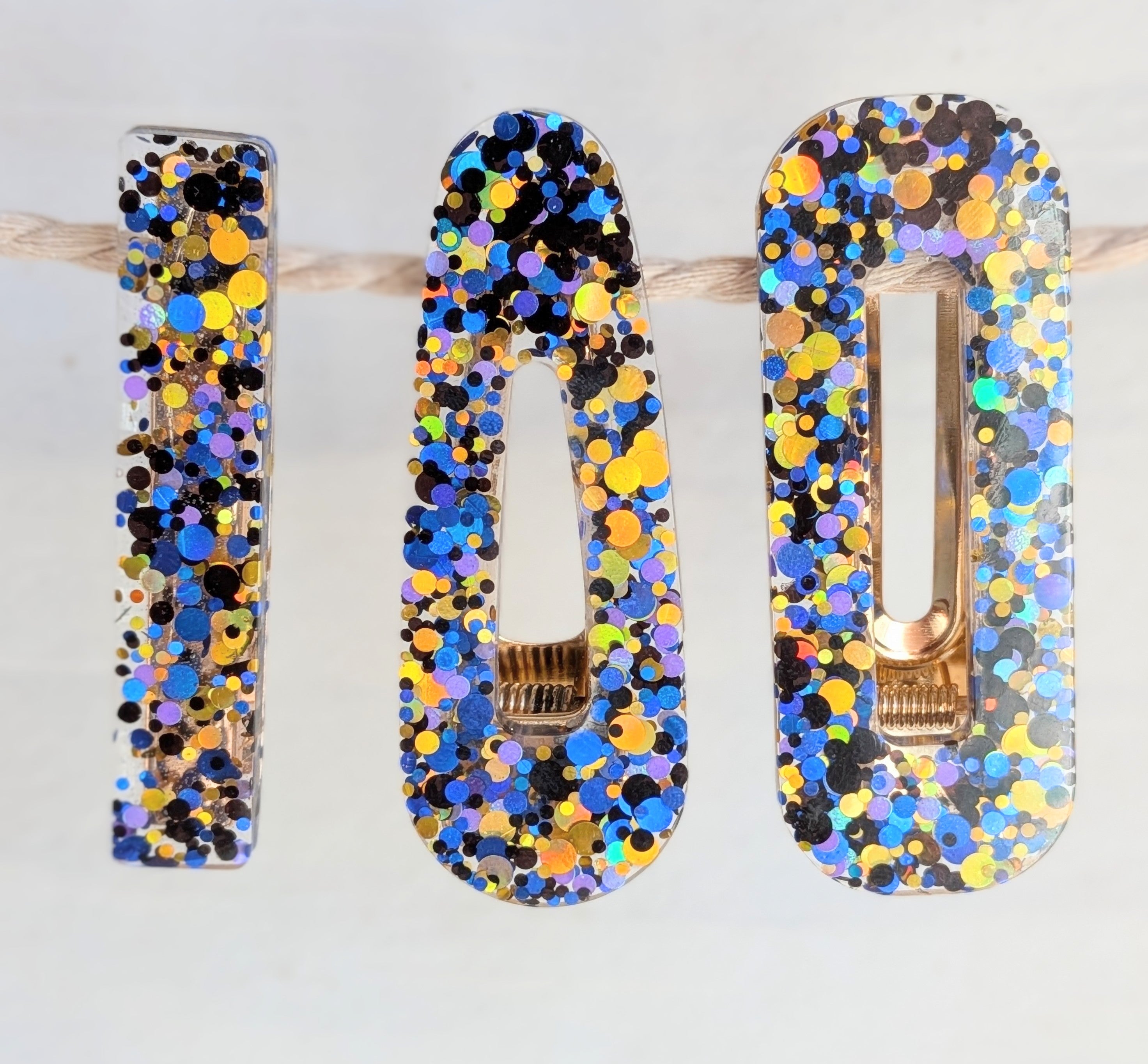 Barrettes résine époxy — Coloris Galaxie Confetti