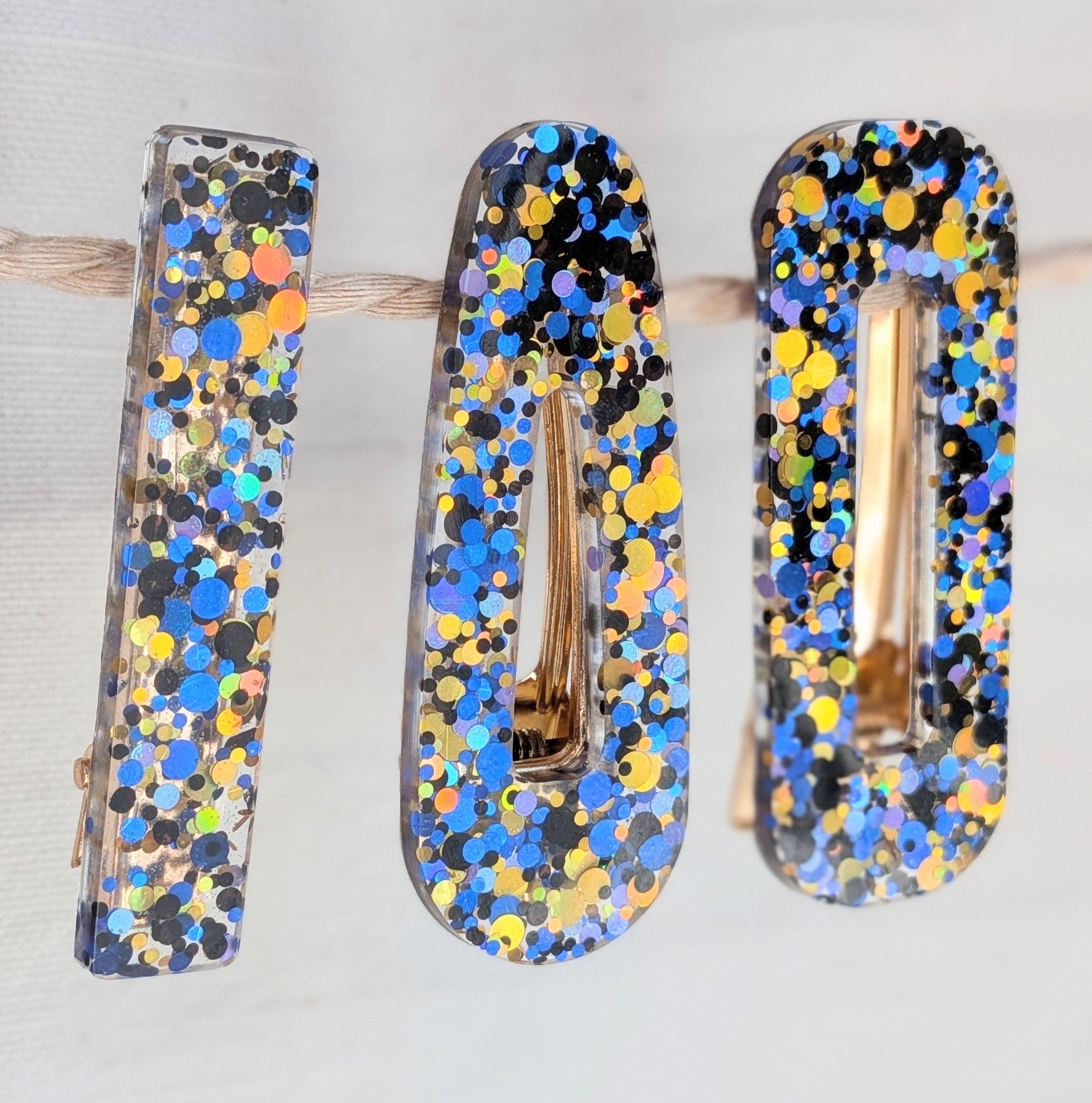 Lot de 3 Barrettes résine - Coloris Galaxy Confettis