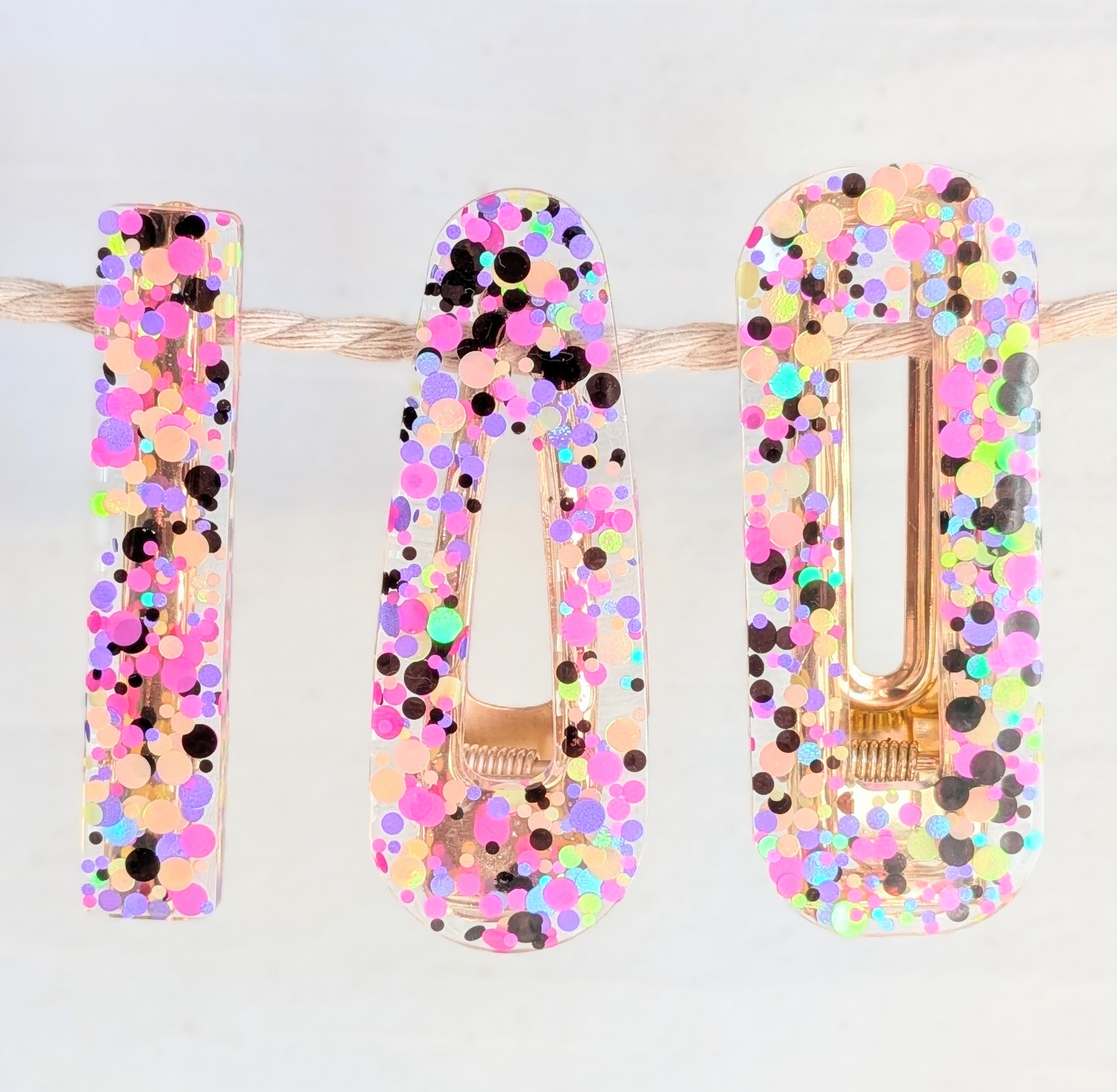 Lot de 3 barrettes résine – Coloris Nuit Disco