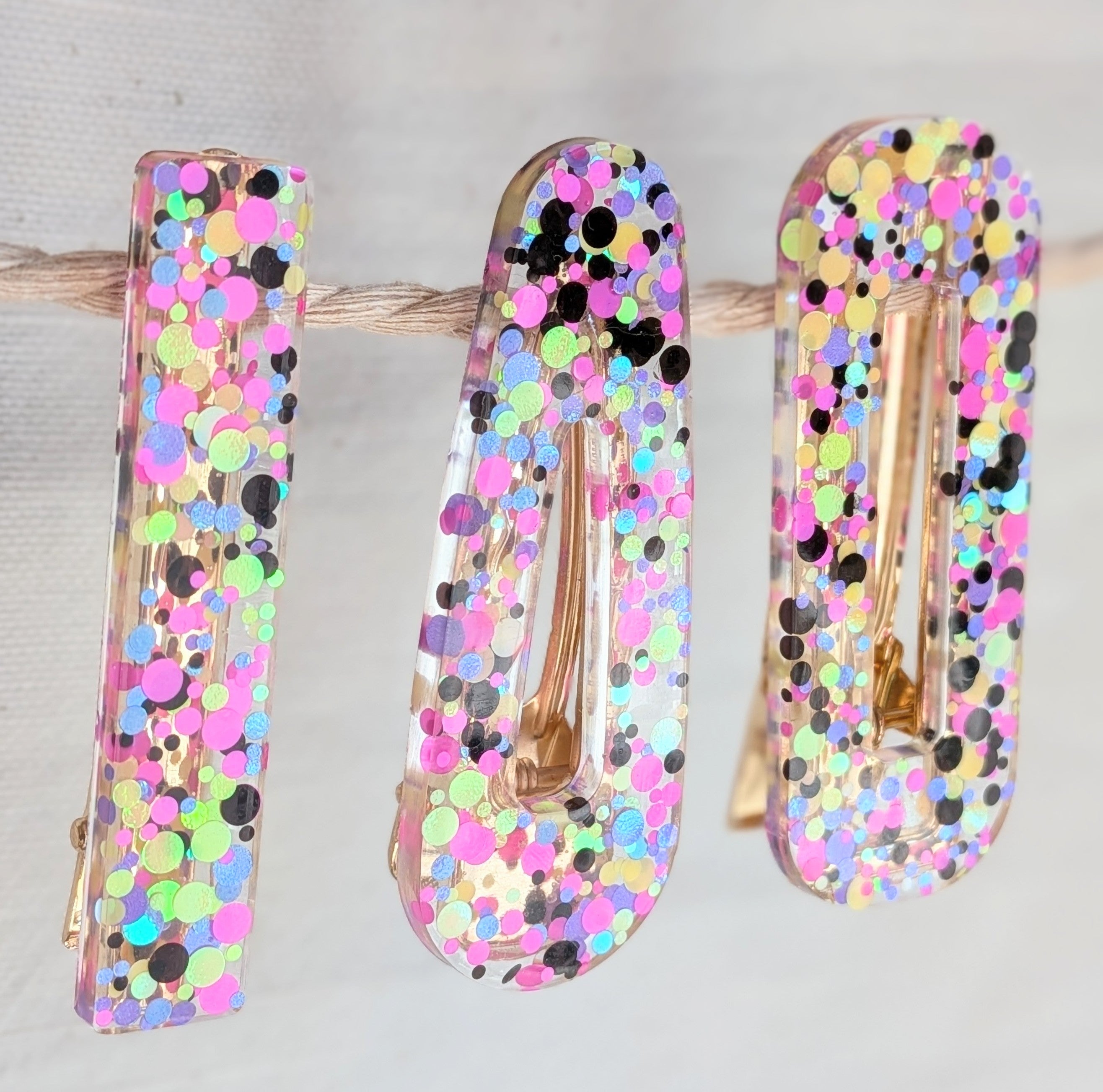 Lot de 3 barrettes résine – Coloris Nuit Disco