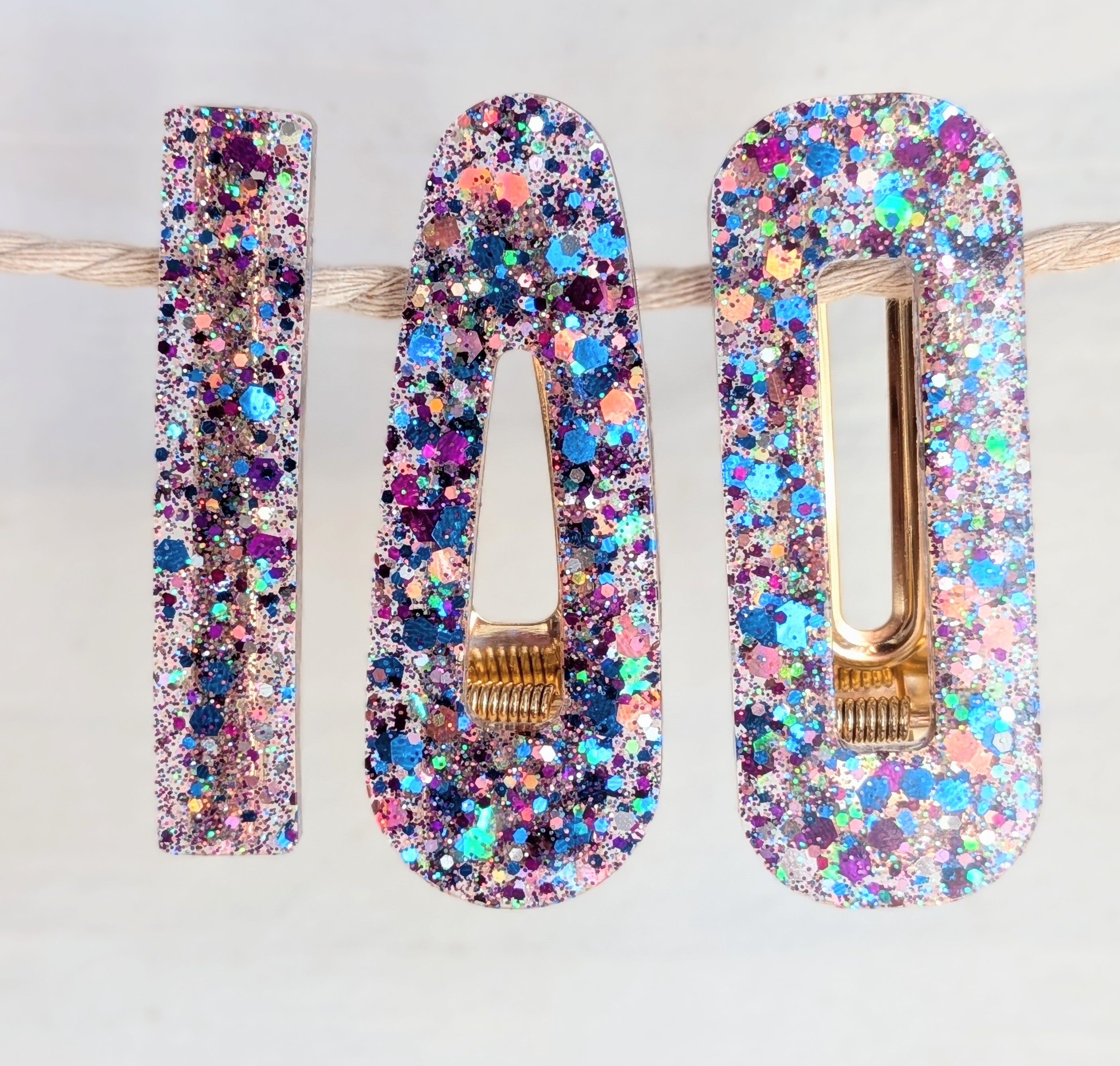 Lot de 3 barrettes résine – Coloris Fête en Confettis