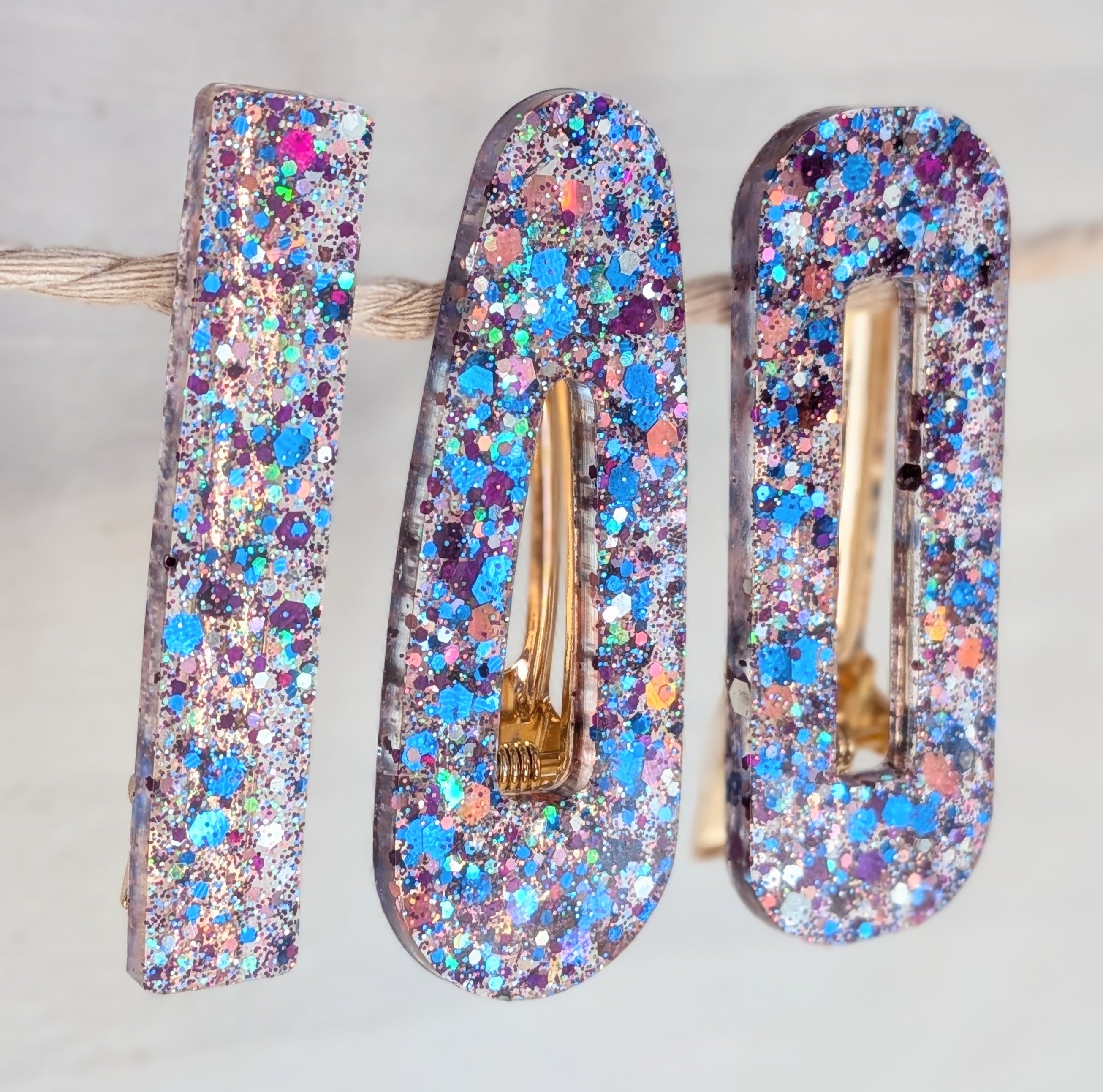 Lot de 3 barrettes résine – Coloris Fête en Confettis