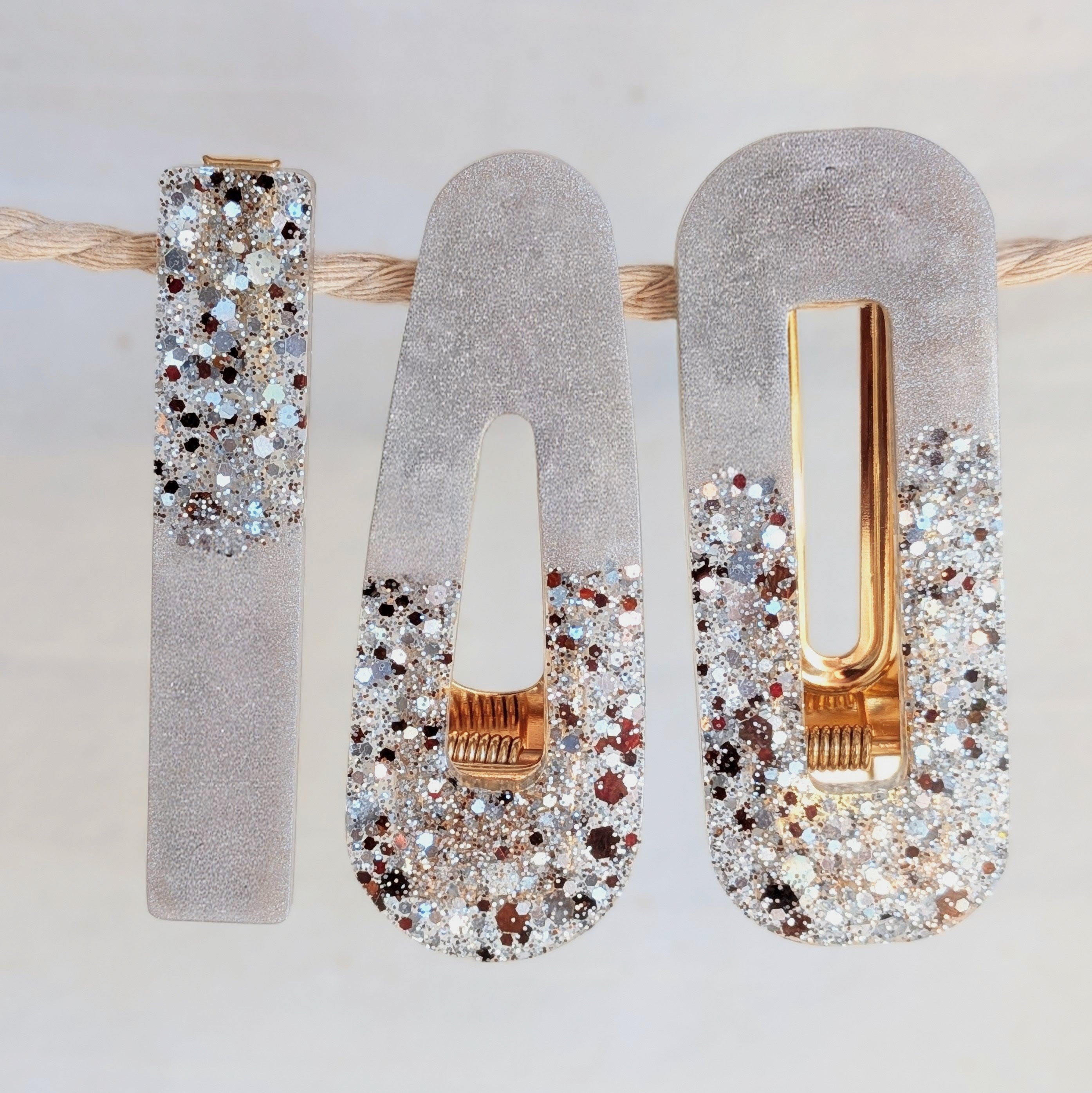 Lot de 3 barrettes résine – Coloris Givre & Grenat