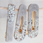 Lot de 3 barrettes résine – Coloris Givre & Grenat
