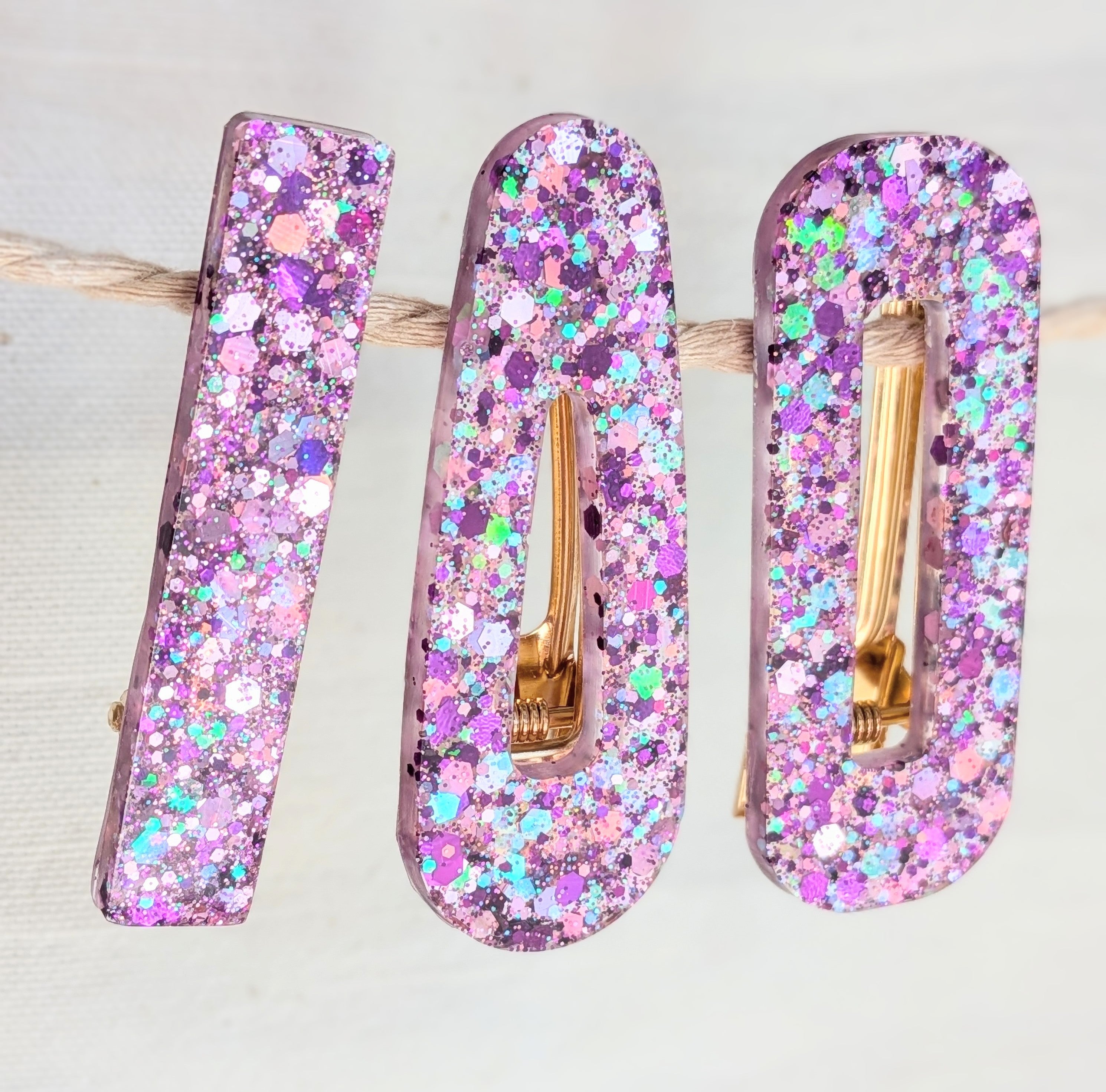 Lot de 3 barrettes résine – Coloris Songe de Licorne