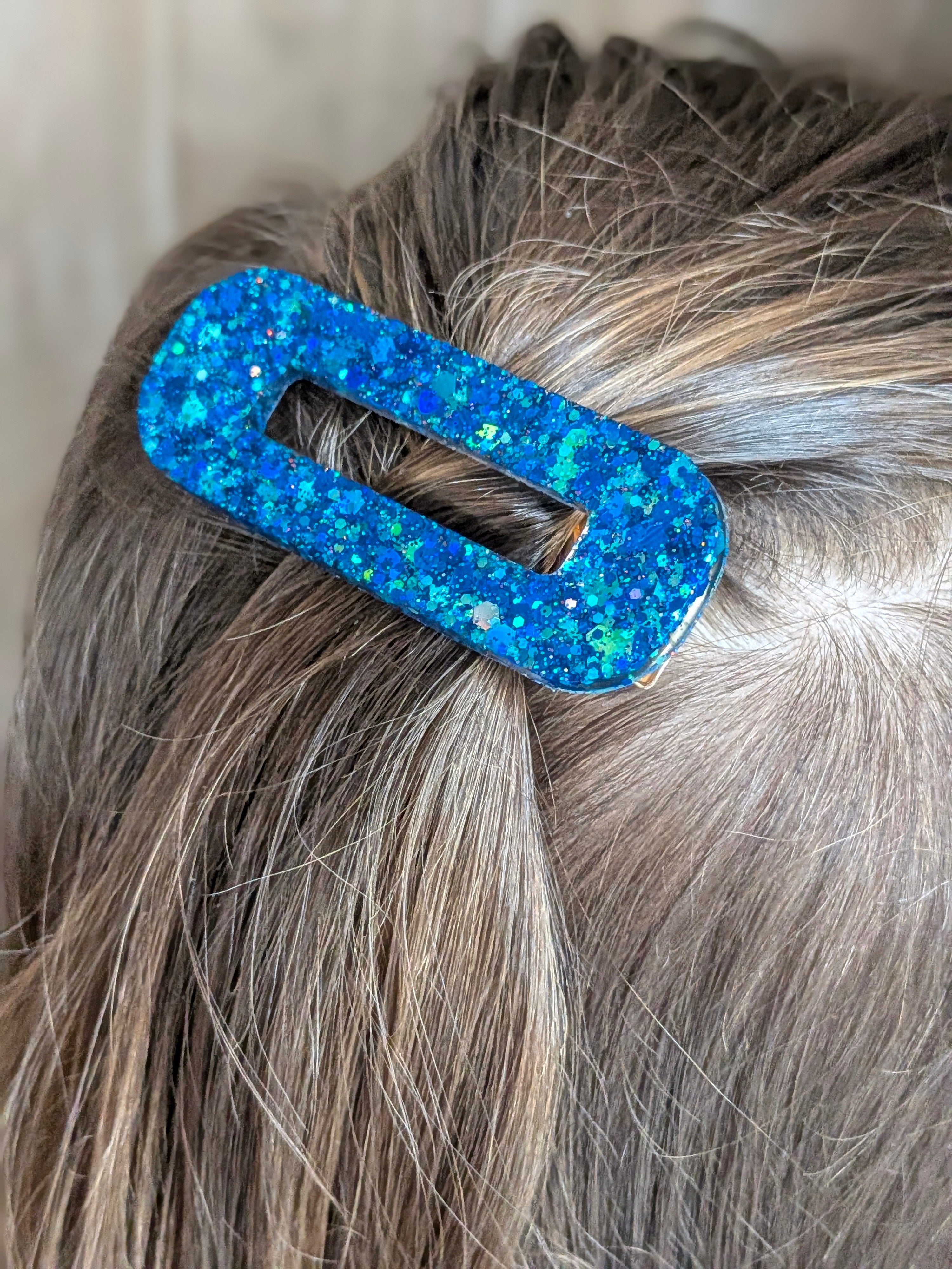 Barrette rectangle résine – Coloris Océan Galactique