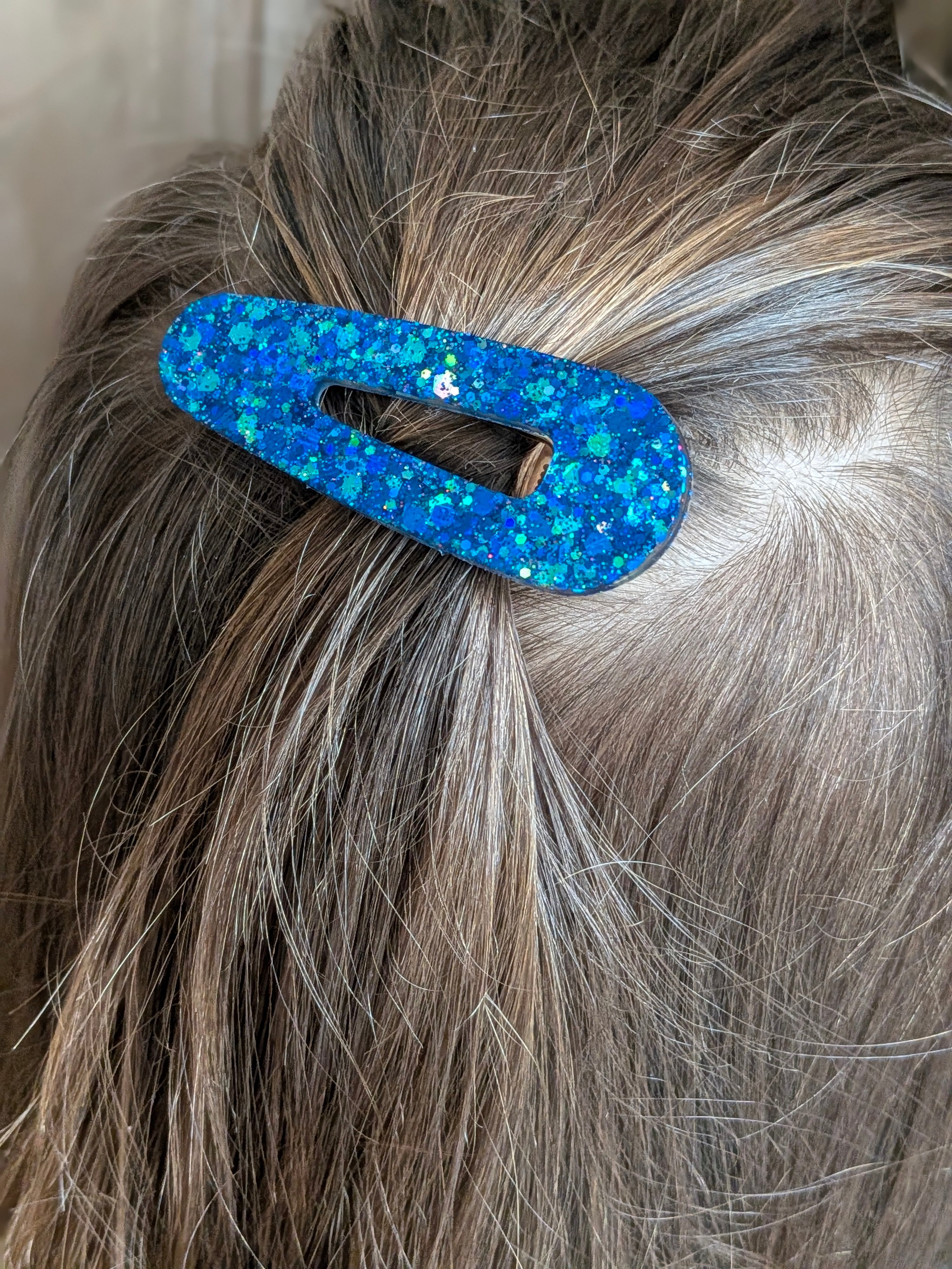 Barrette goutte résine – Coloris Océan Galactique