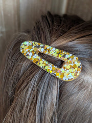 Barrette goutte résine – Coloris Bulles de Champagne