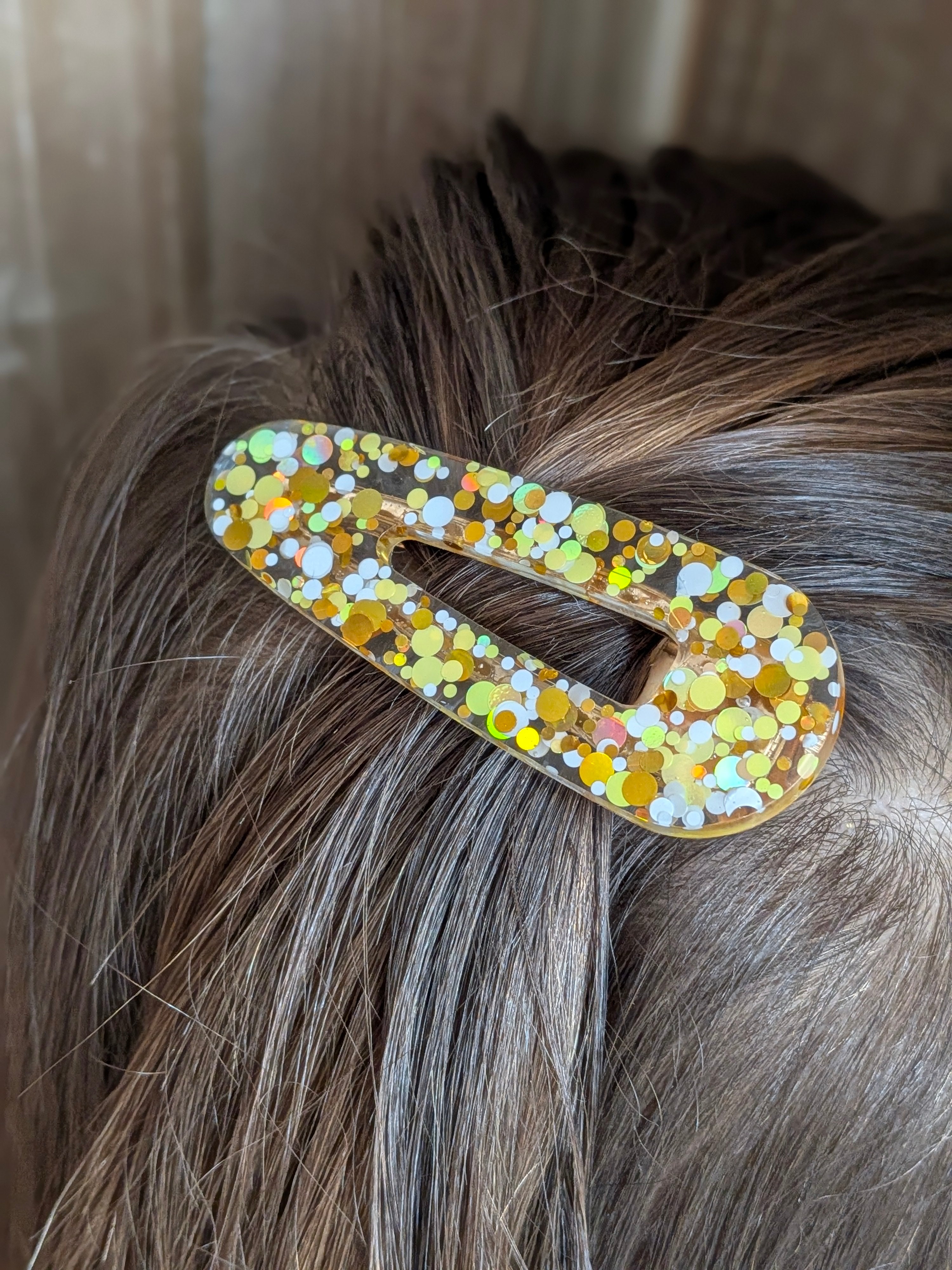 Lot de 3 barrettes résine – Coloris Bulles de Champagne
