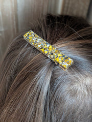 Barrette rectangle résine – Coloris Paillettes de Minuit