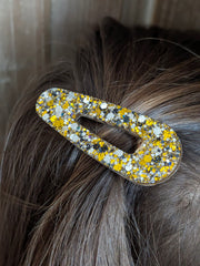 Barrette goutte résine – Coloris Paillettes de Minuit