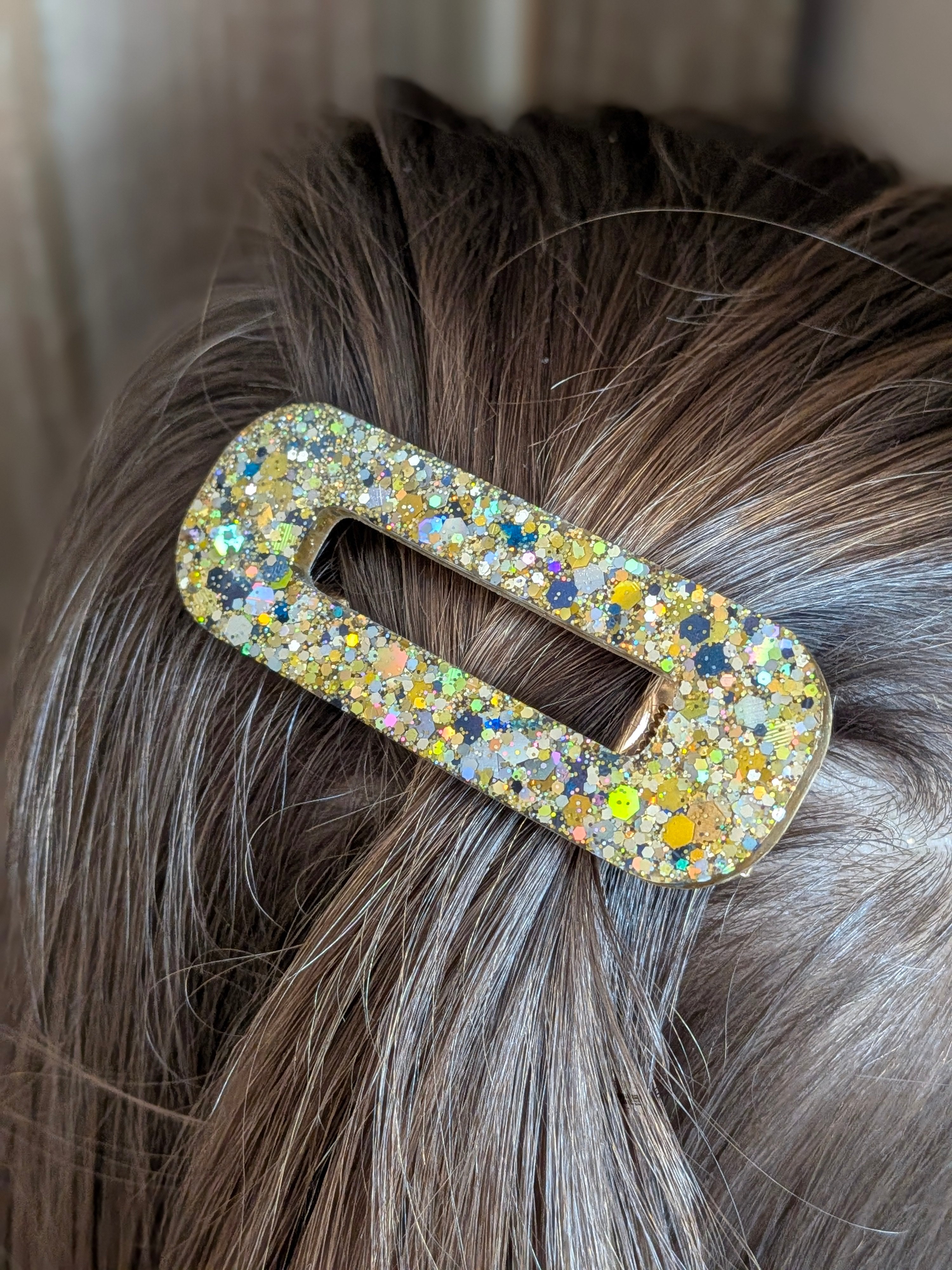 Lot de 3 barrettes résine - Coloris Paillettes de Minuit