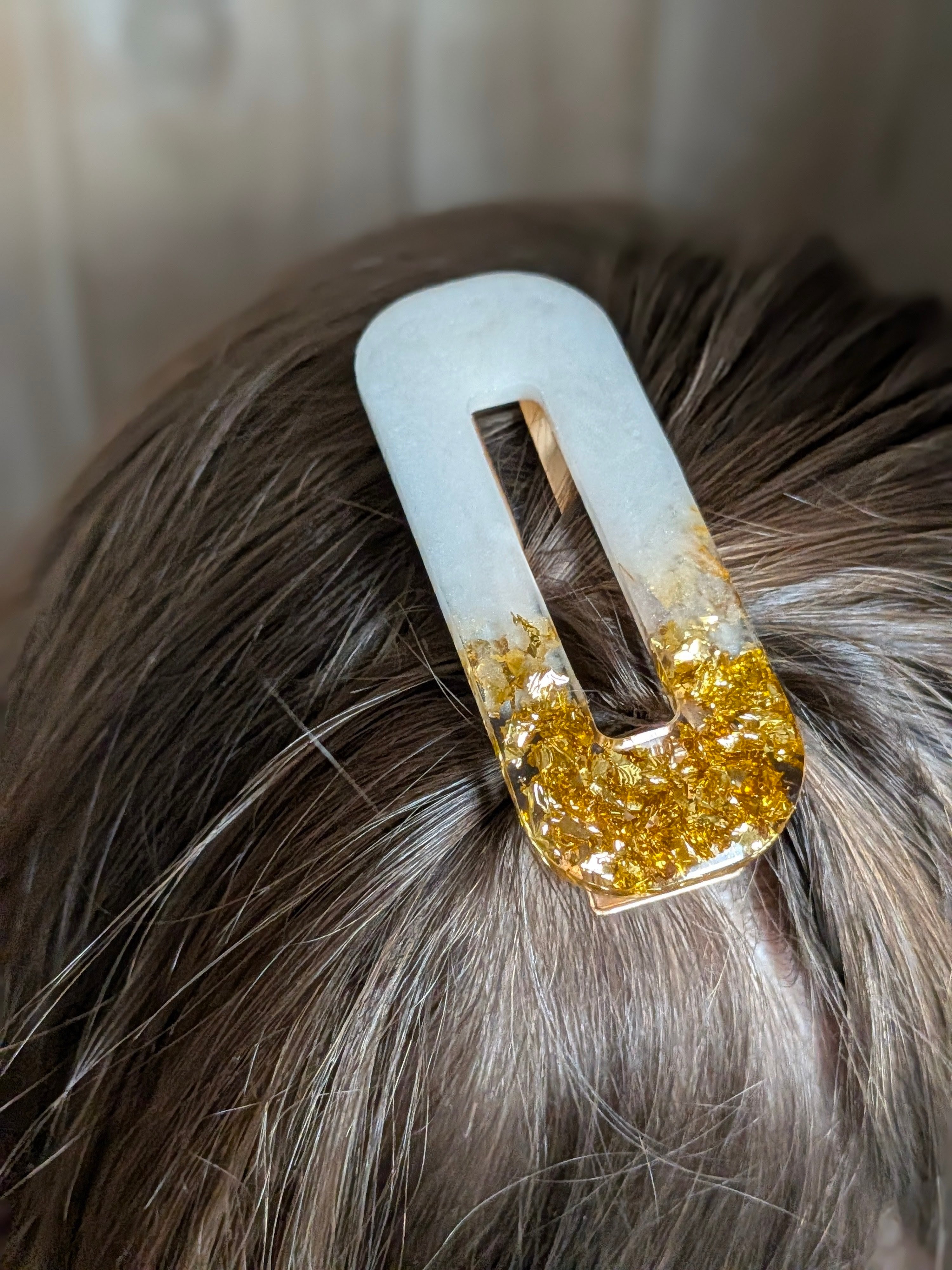 Lot de 3 barrettes résine – Coloris Ivoire & Or