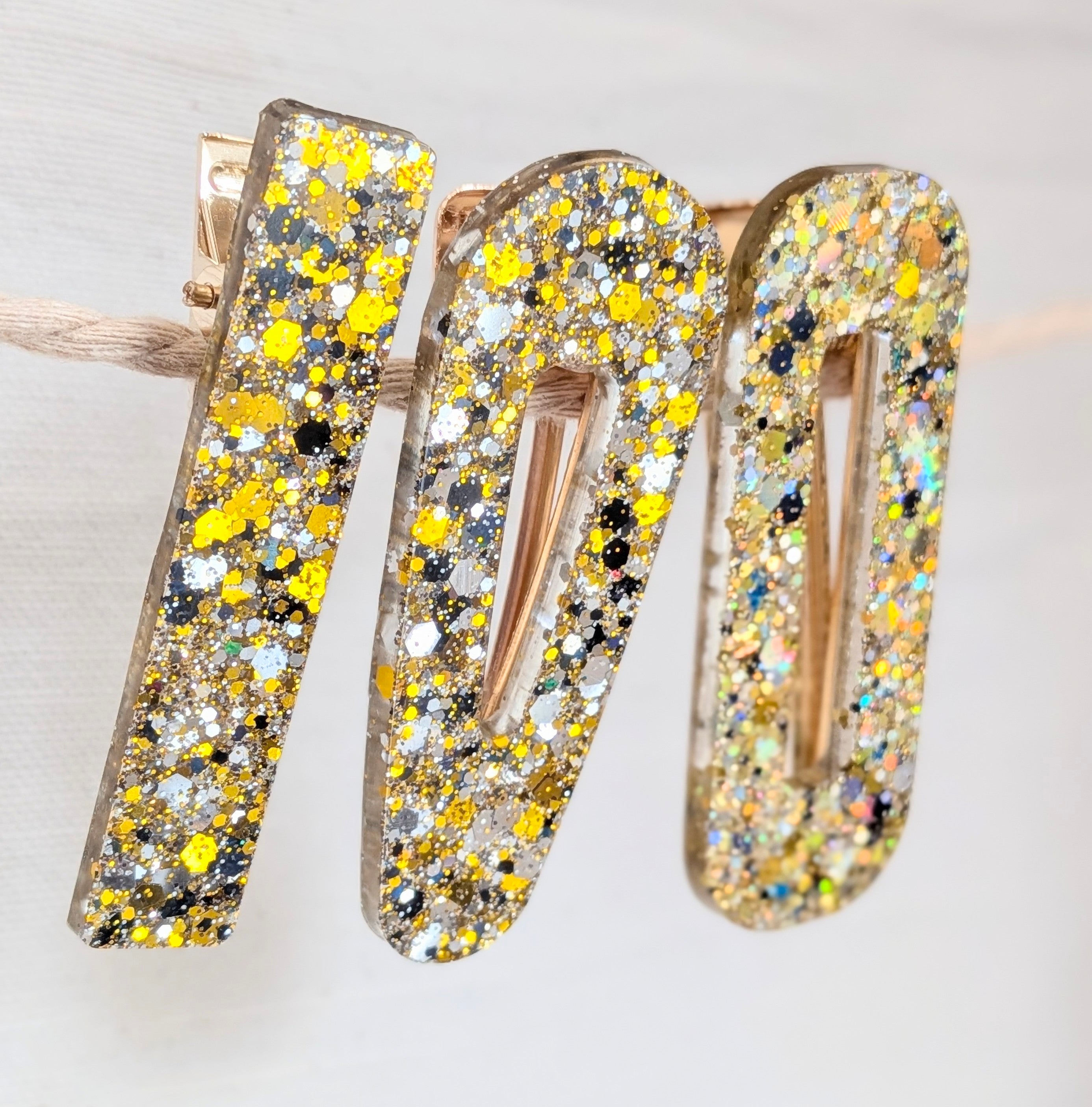 Lot de 3 barrettes résine - Coloris Paillettes de Minuit
