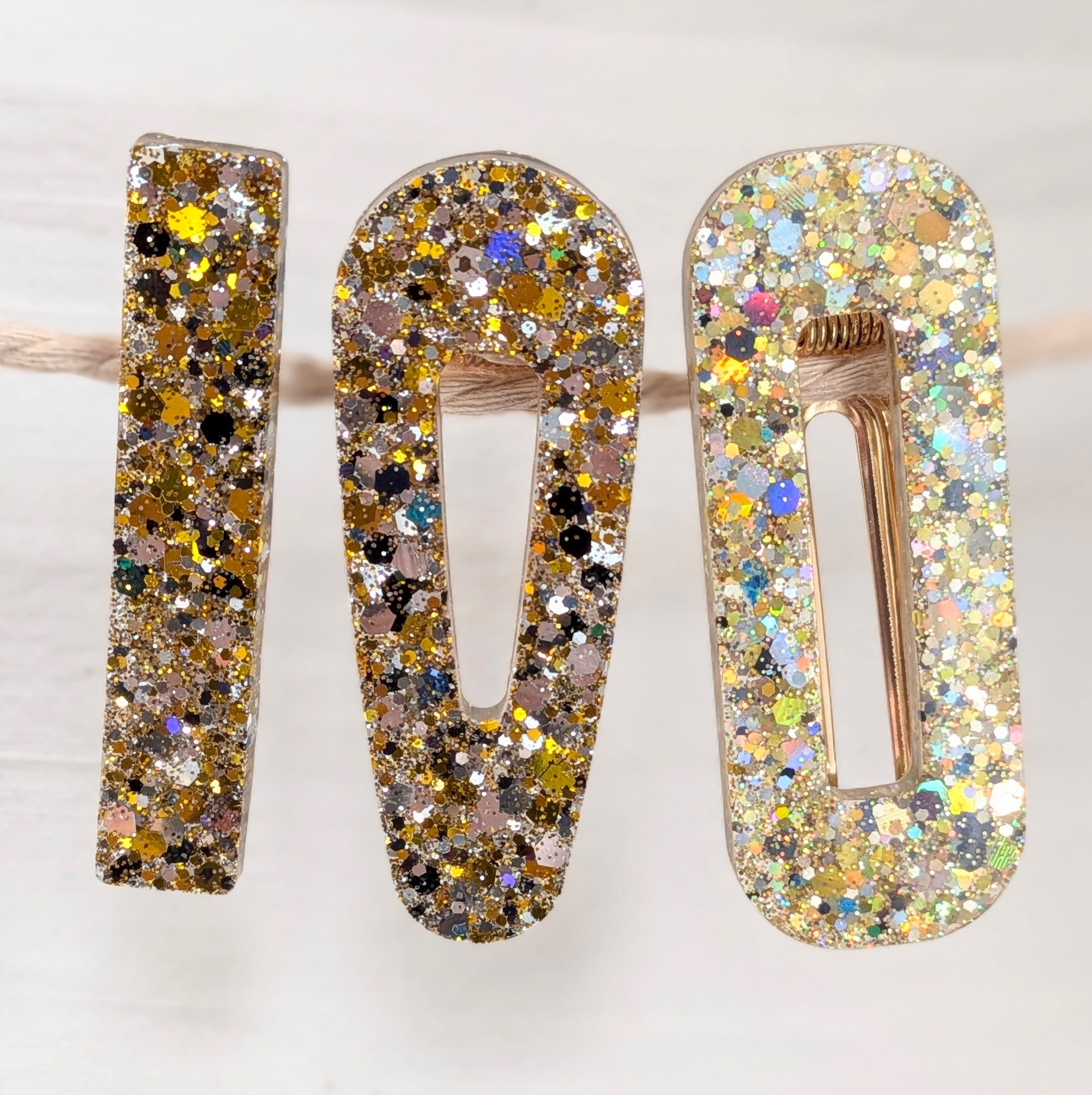 Lot de 3 barrettes résine - Coloris Paillettes de Minuit