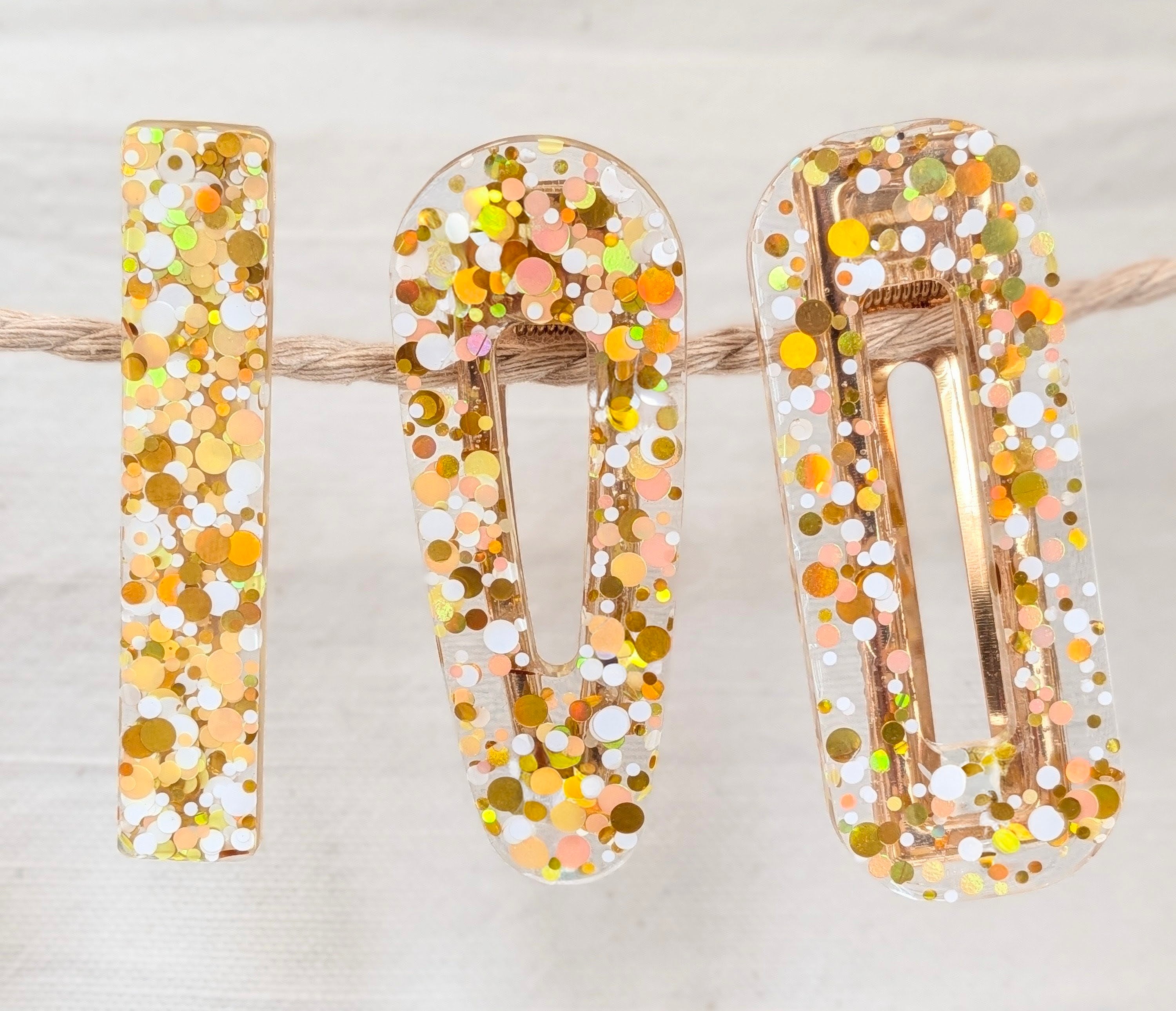 Lot de 3 barrettes résine – Coloris Bulles de Champagne