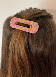 Barrette ovale résine – Coloris Carnaval Soleil