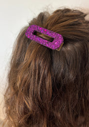 Barrette ovale résine – Coloris Améthyste Électrique