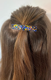 Barrette Rectangle résine - Coloris Galaxy Confettis