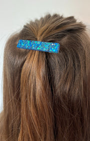 Barrette rectangle résine – Coloris Océan Galactique