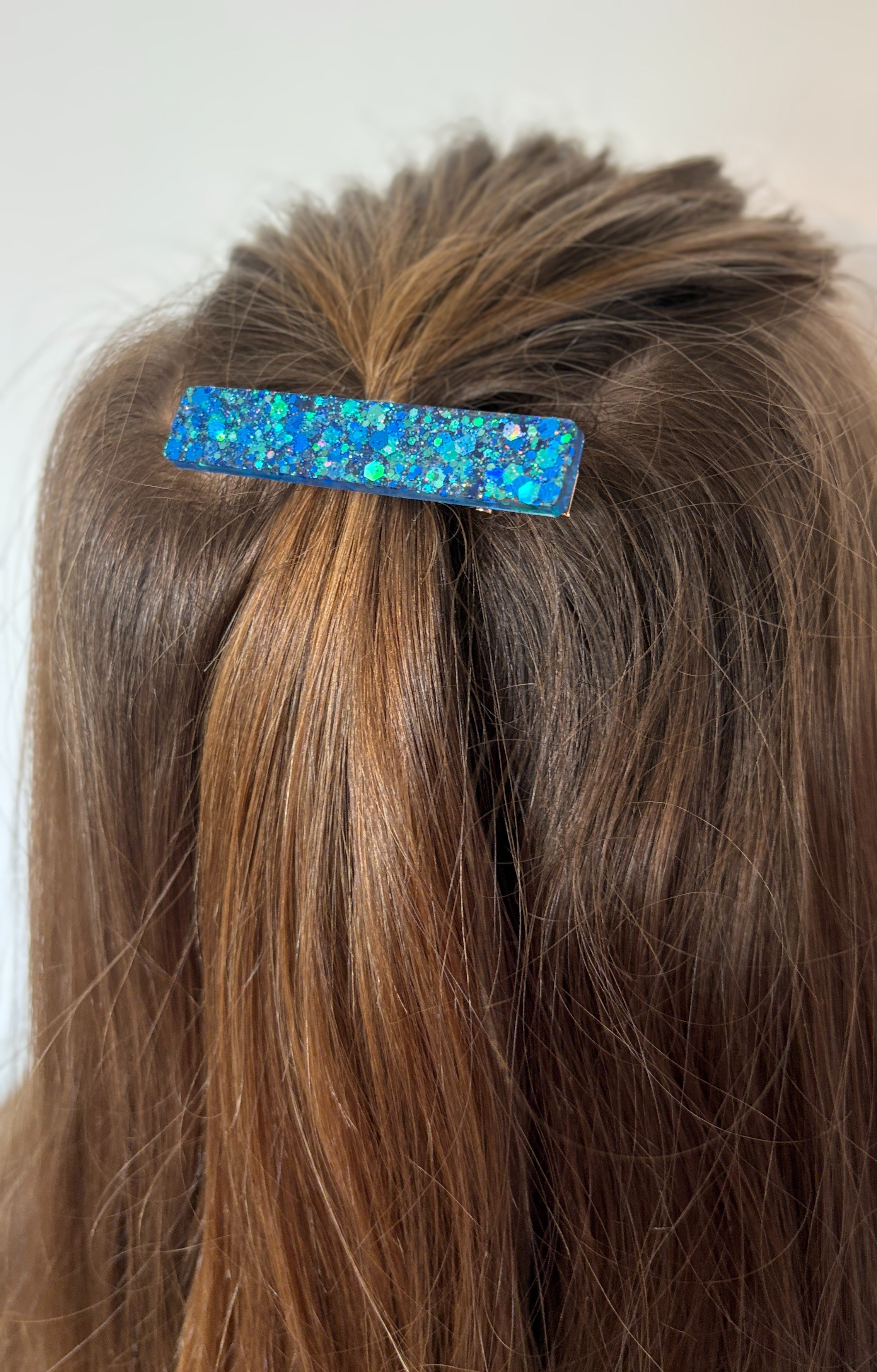 Barrette rectangle résine – Coloris Océan Galactique