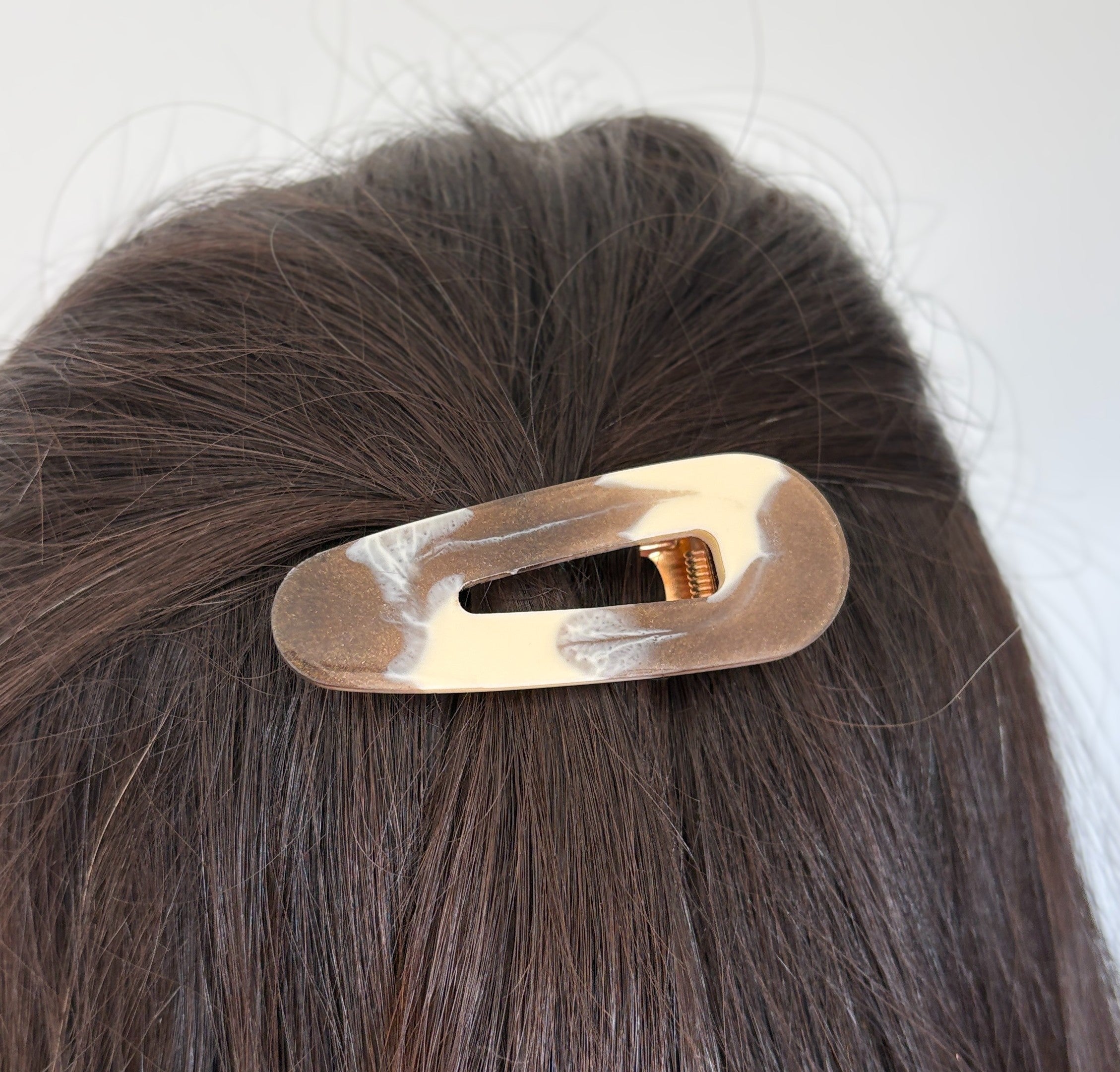 Lot de 3 barrettes résine – Coloris Marbre Caramel