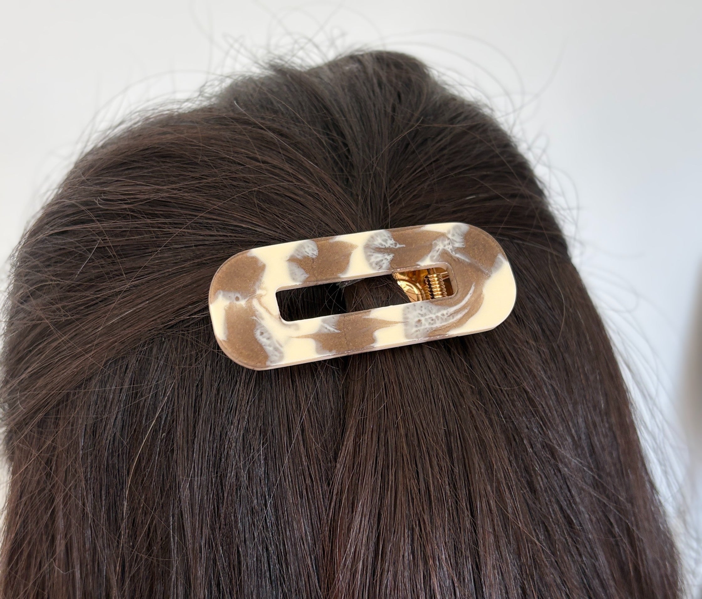 Lot de 3 barrettes résine – Coloris Marbre Caramel