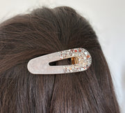Barrette goutte résine – Coloris Givre & Grenat