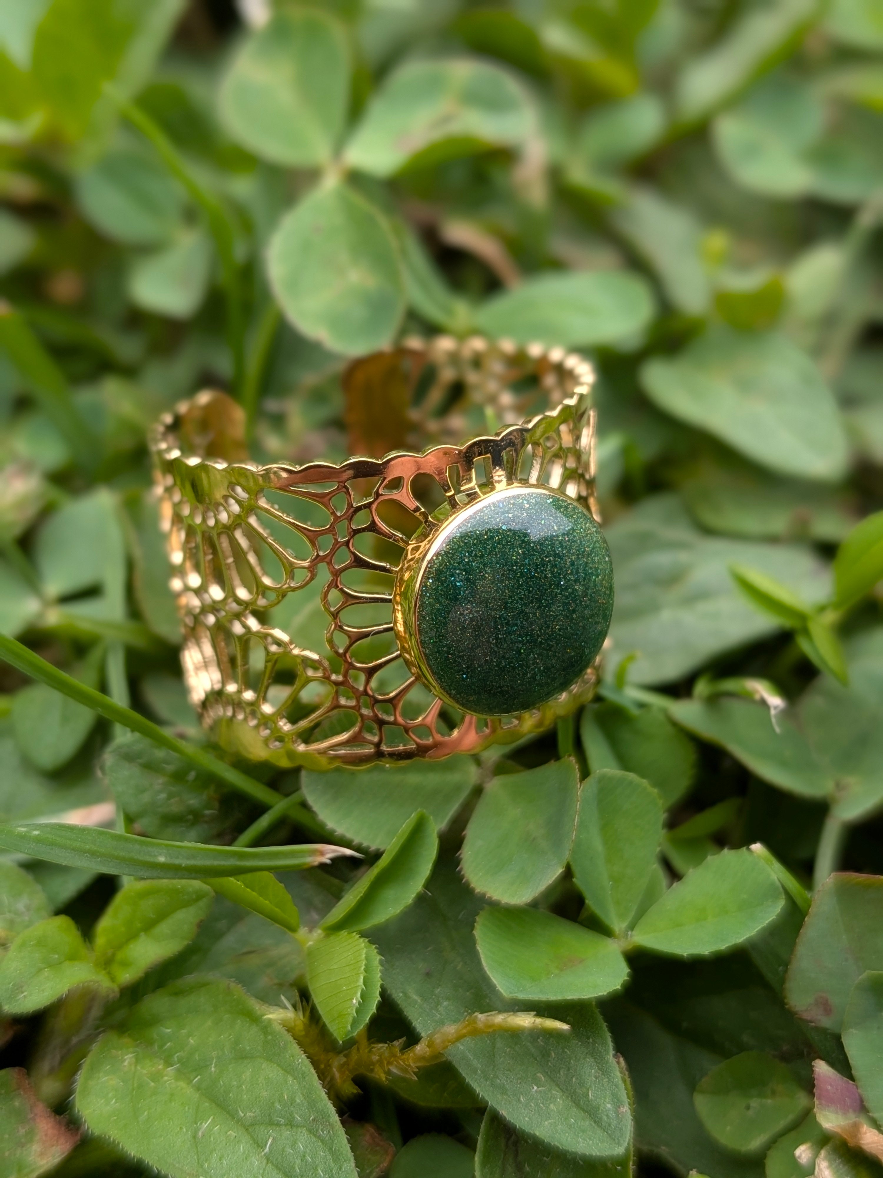 Bague fleurie Verte