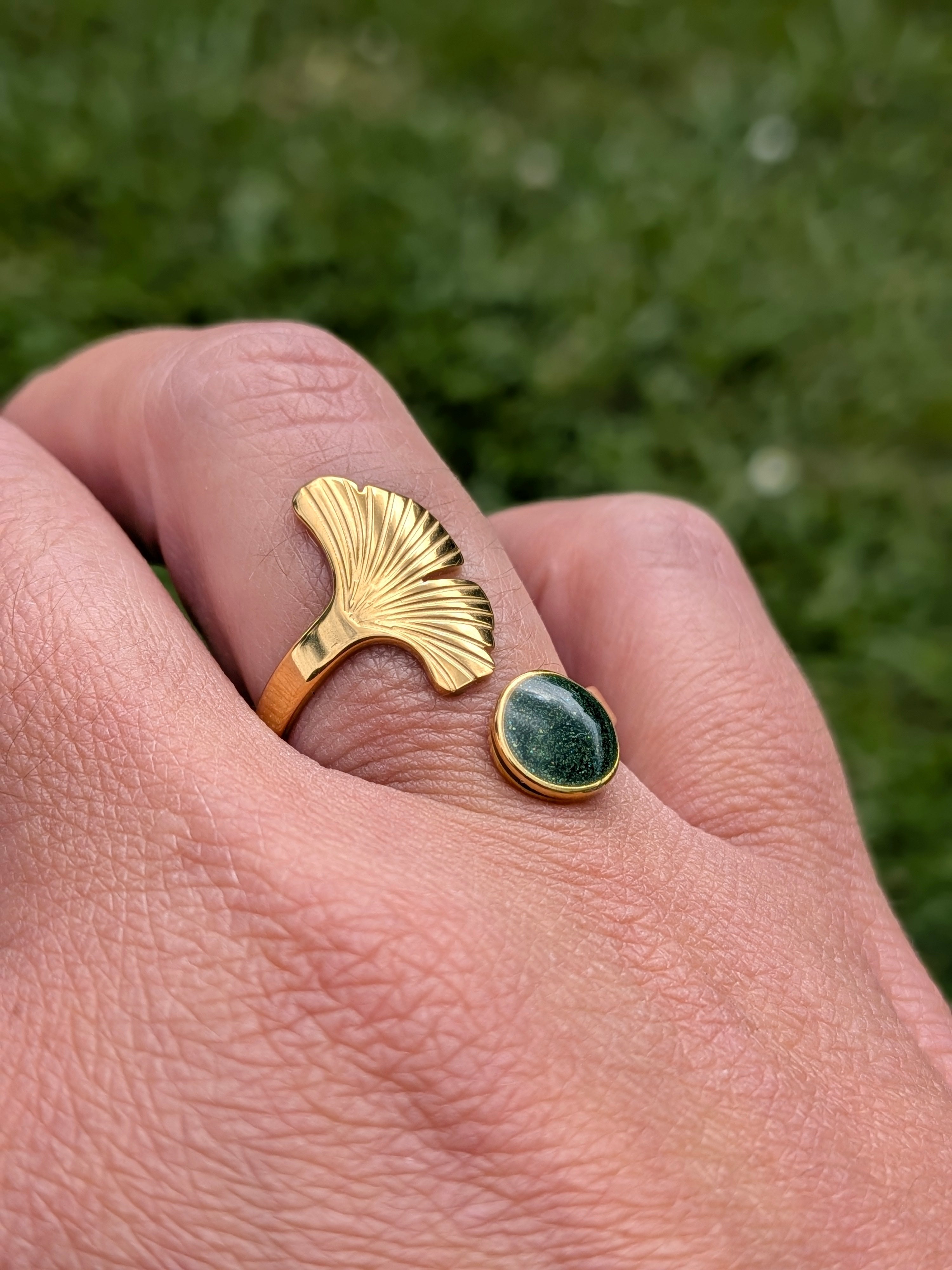 Bague Feuille Verte