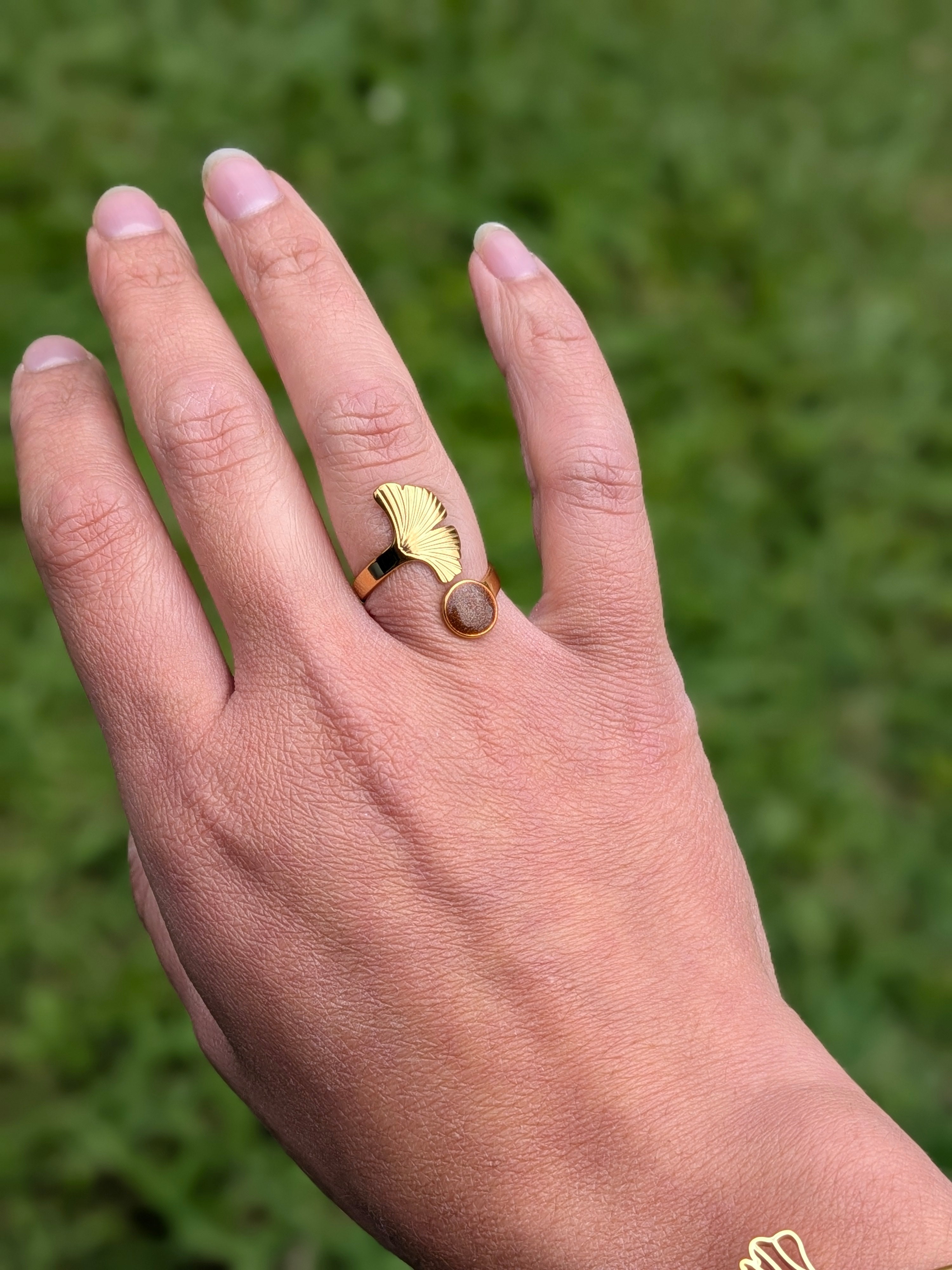 Bague Feuille marron