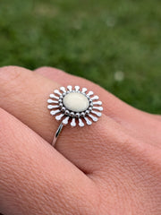 Bague Soleil Beige Argentée