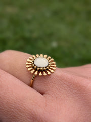 Bague Soleil Beige Dorée