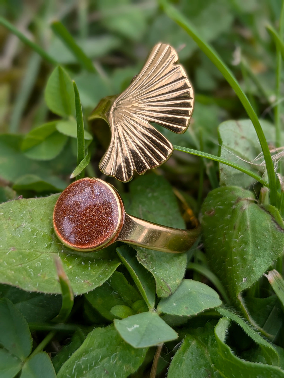 Bague Feuille marron
