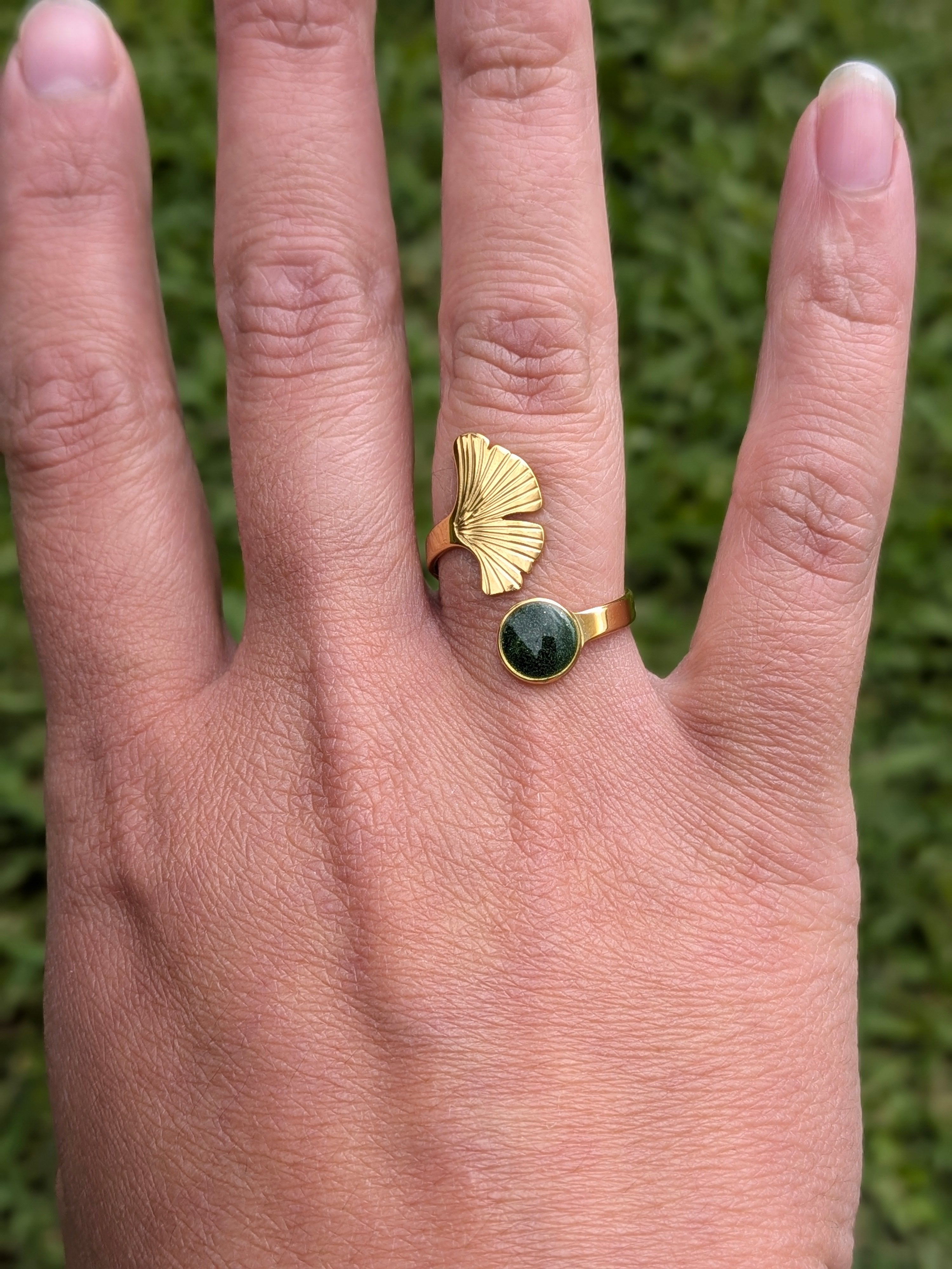 Bague Feuille Verte
