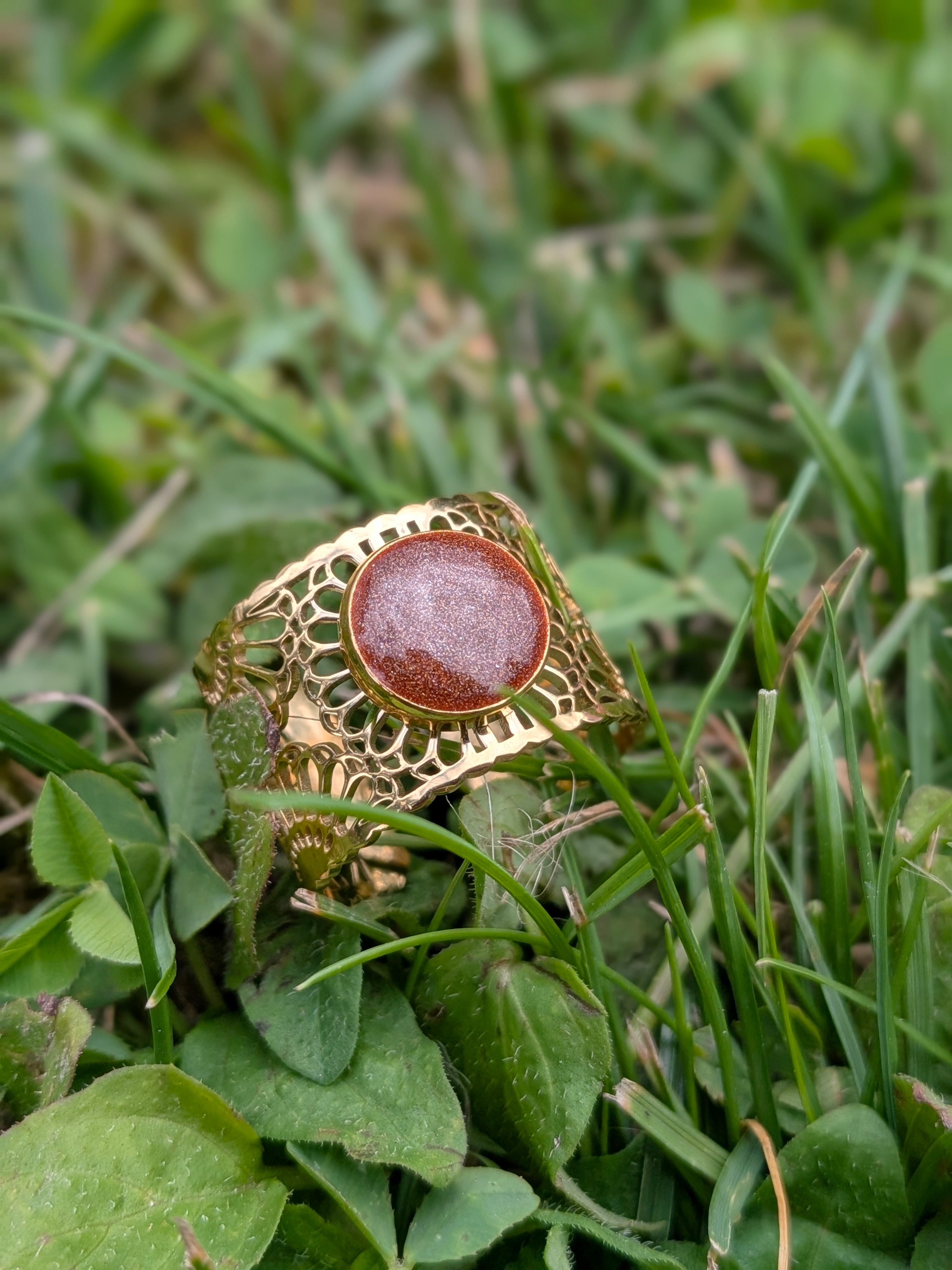 Bague fleurie Marron